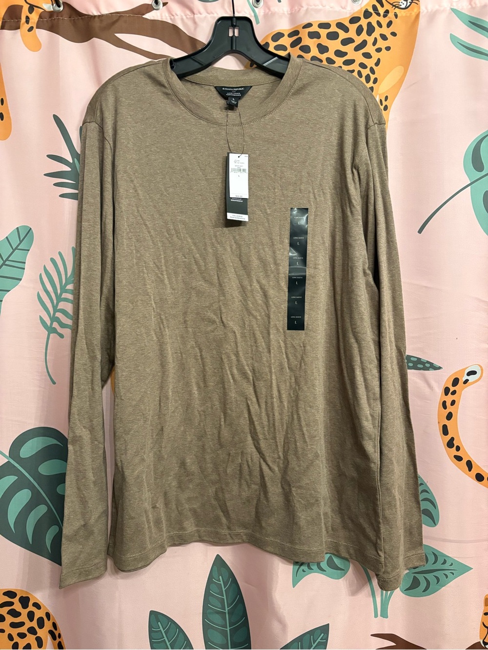 Banana Republic Men's Long Sleeve Crewneck Shirt - Taupe Brown